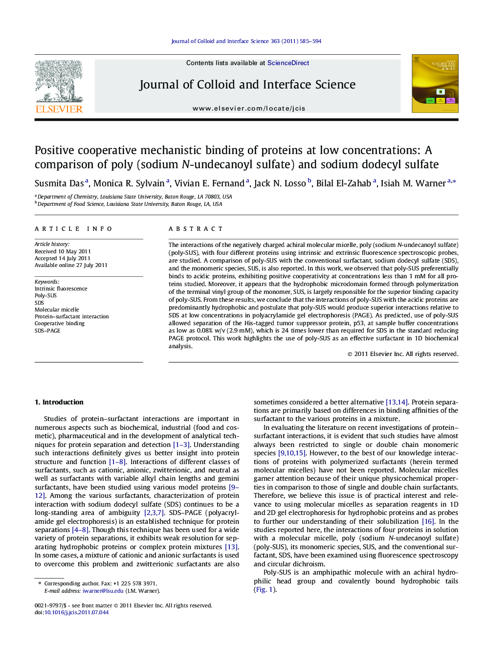 Positive cooperative mechanistic binding of proteins at low concentrations: A comparison of poly (sodium N-undecanoyl sulfate) and sodium dodecyl sulfate