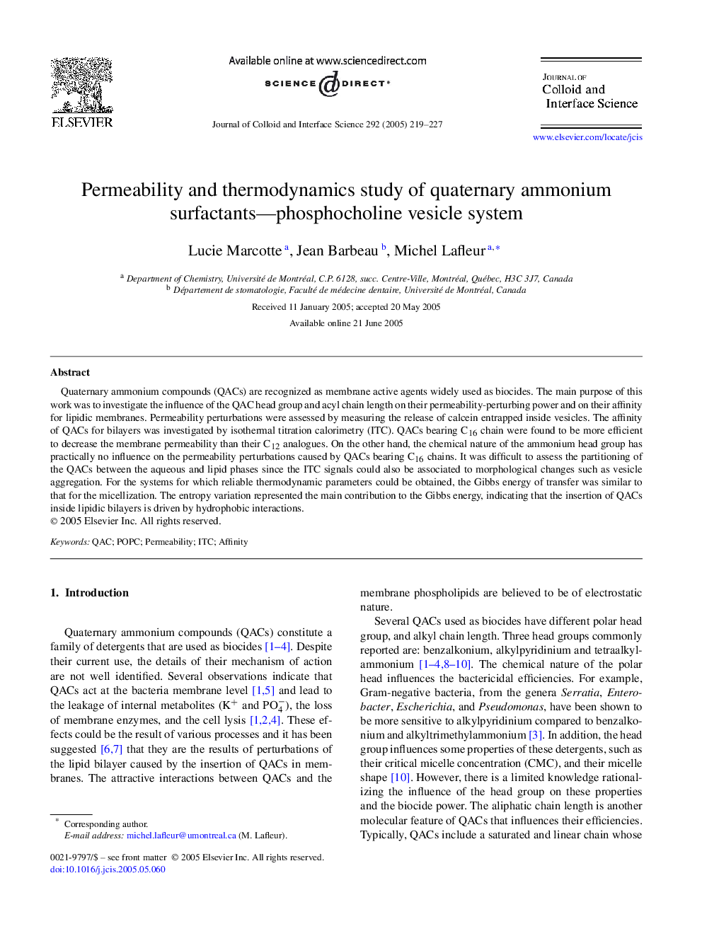 Permeability and thermodynamics study of quaternary ammonium surfactants-phosphocholine vesicle system