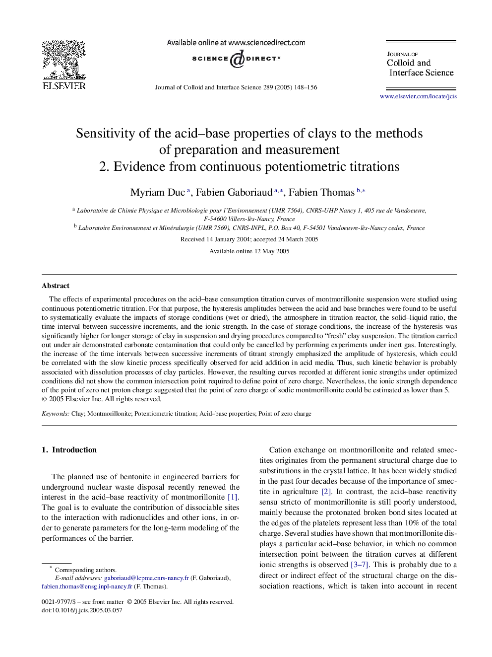 Sensitivity of the acid-base properties of clays to the methods of preparation and measurement