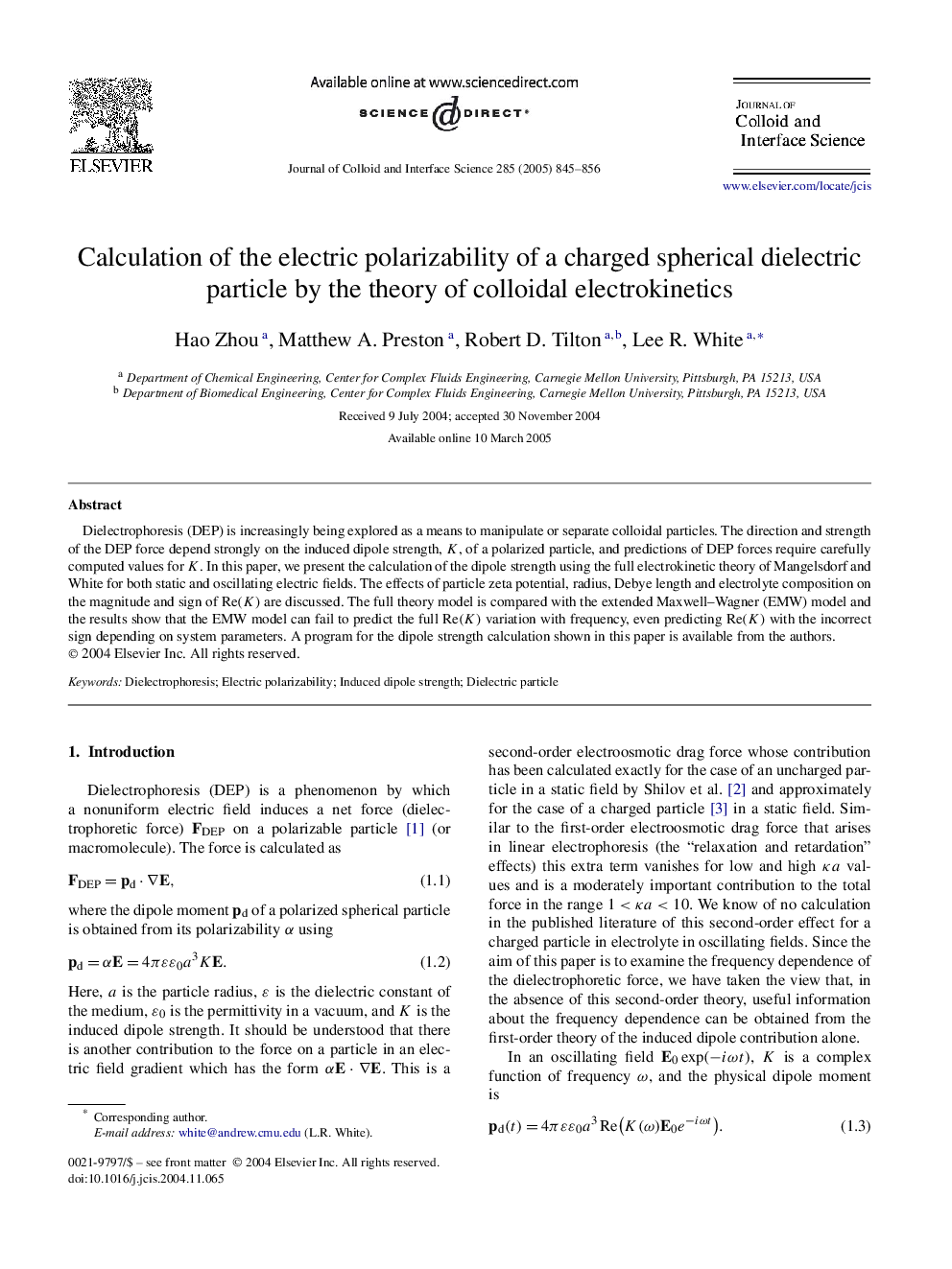 Calculation of the electric polarizability of a charged spherical dielectric particle by the theory of colloidal electrokinetics