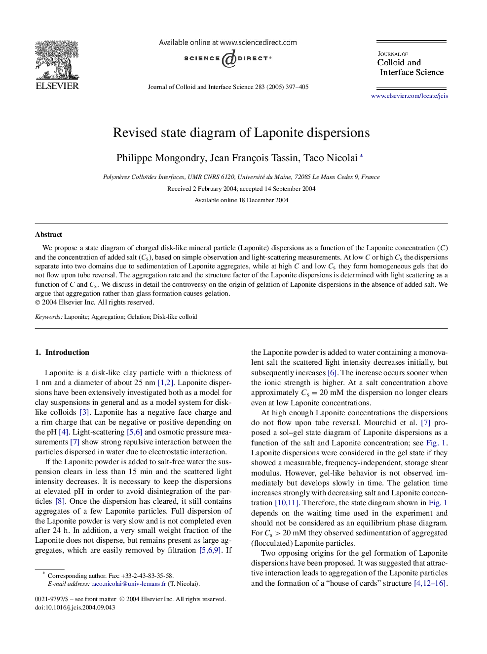 Revised state diagram of Laponite dispersions