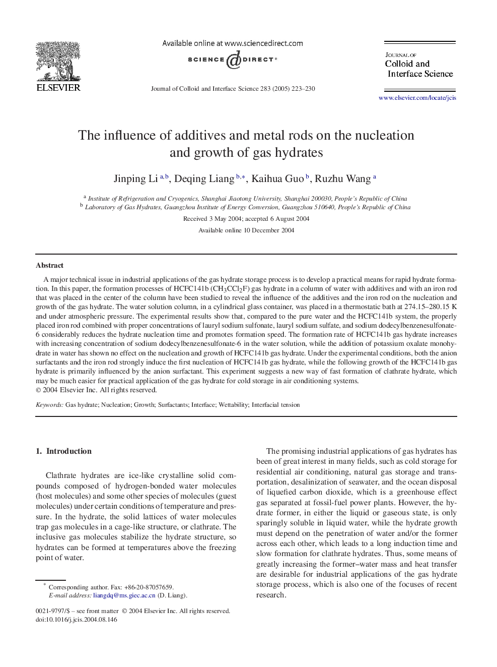 The influence of additives and metal rods on the nucleation and growth of gas hydrates