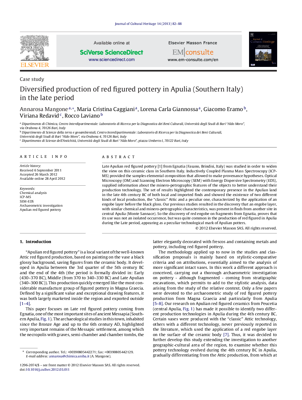 Diversified production of red figured pottery in Apulia (Southern Italy) in the late period