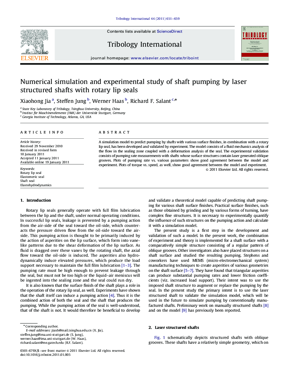 Numerical simulation and experimental study of shaft pumping by laser structured shafts with rotary lip seals