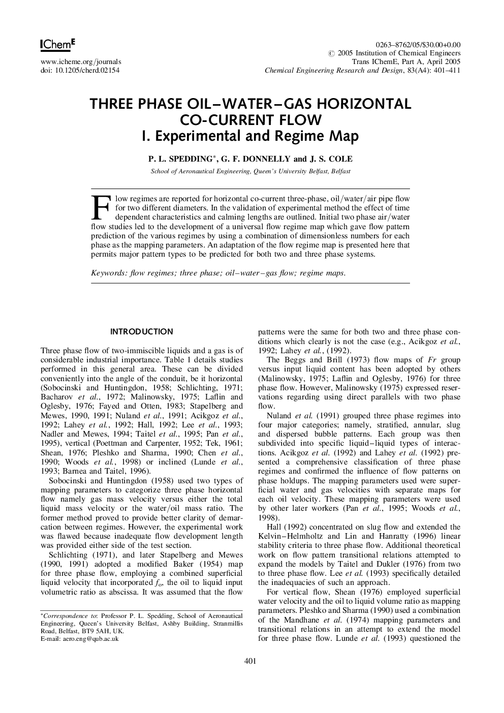 Three Phase Oil-Water-Gas Horizontal Co-Current Flow