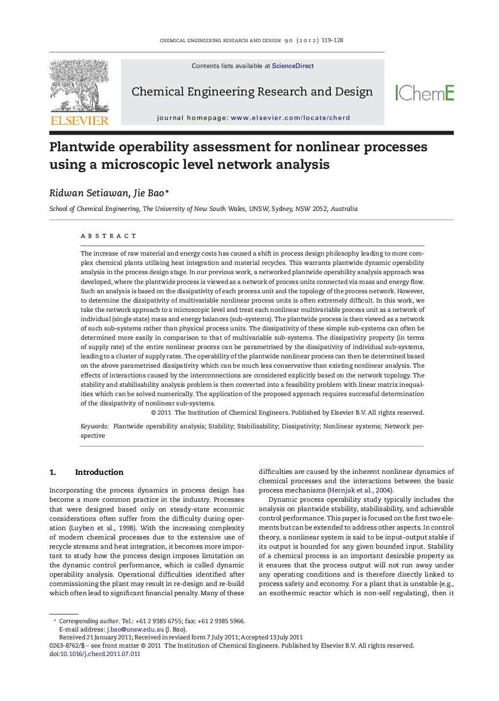 Plantwide operability assessment for nonlinear processes using a microscopic level network analysis