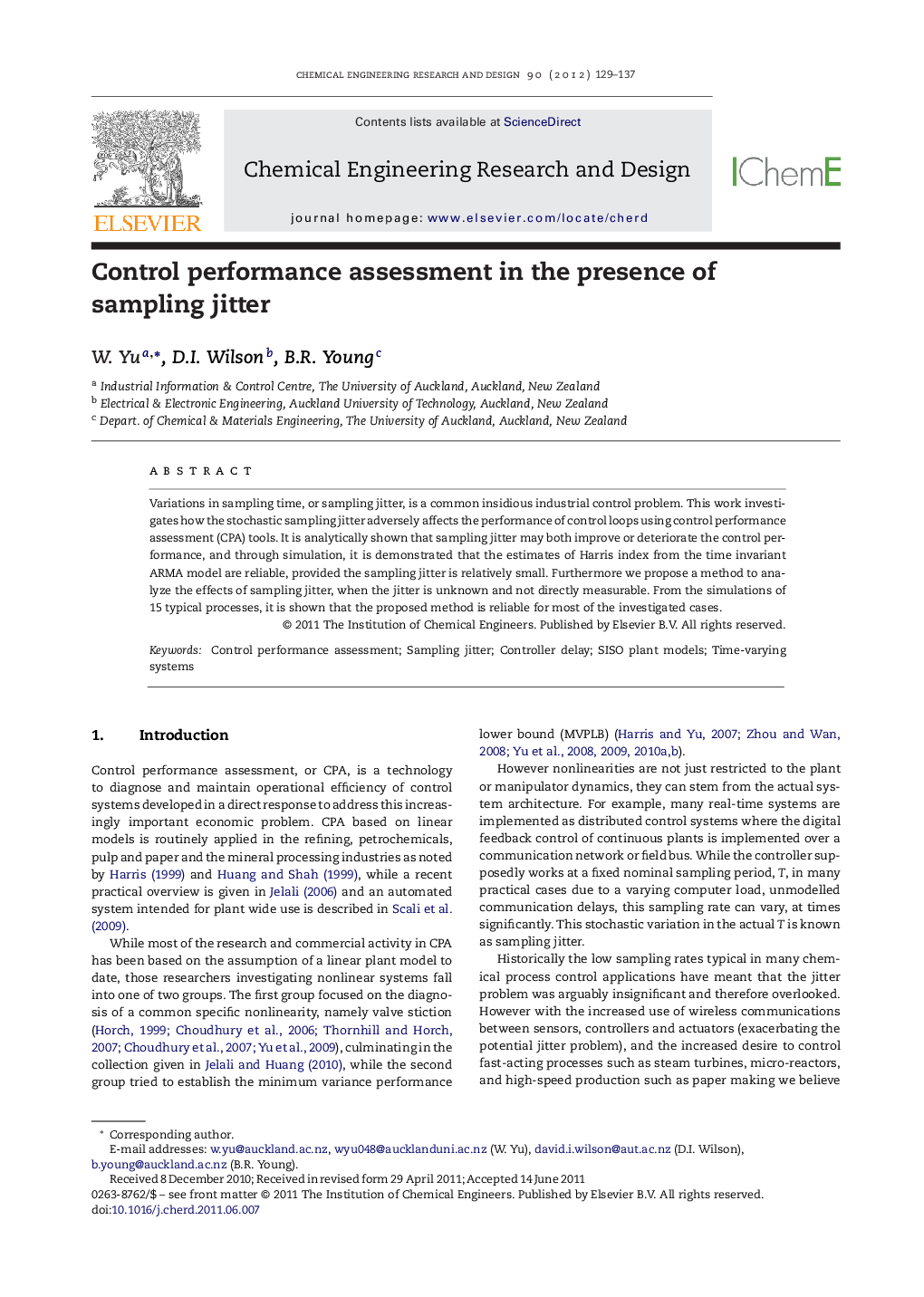 Control performance assessment in the presence of sampling jitter