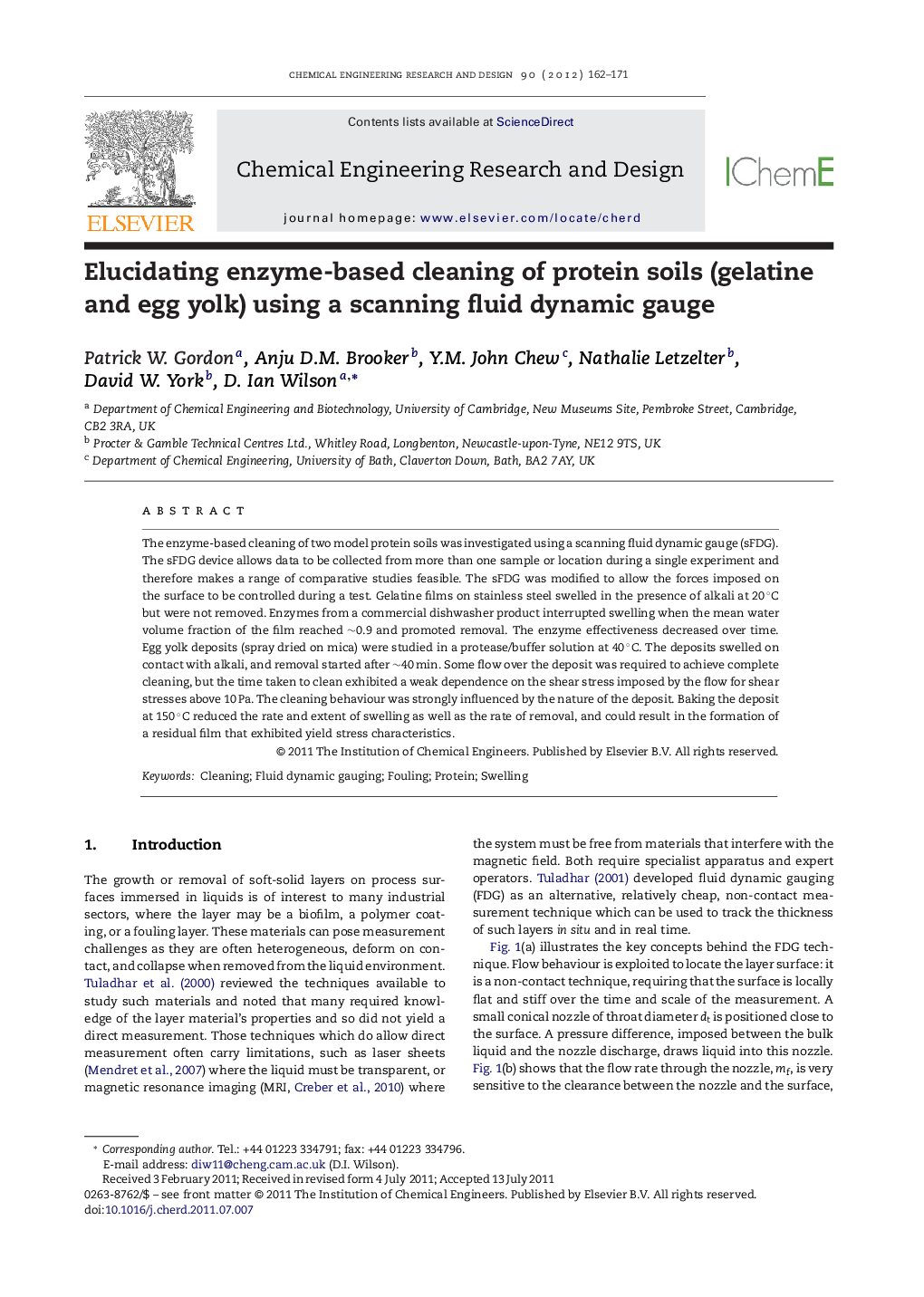 Elucidating enzyme-based cleaning of protein soils (gelatine and egg yolk) using a scanning fluid dynamic gauge