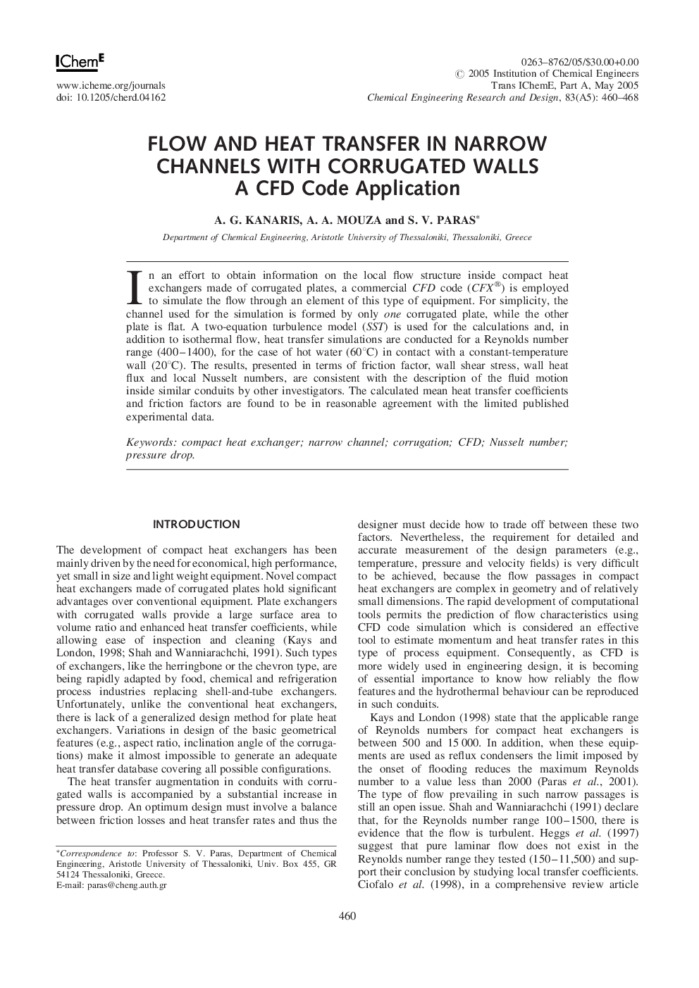 Flow and Heat Transfer in Narrow Channels with Corrugated Walls