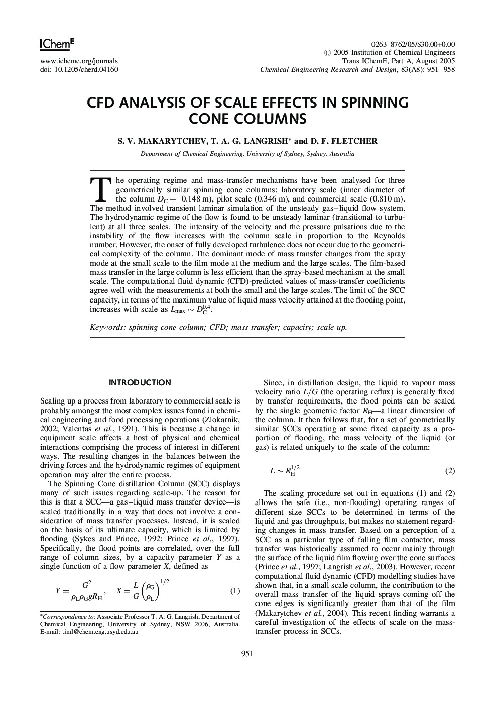 CFD Analysis of Scale Effects in Spinning Cone Columns