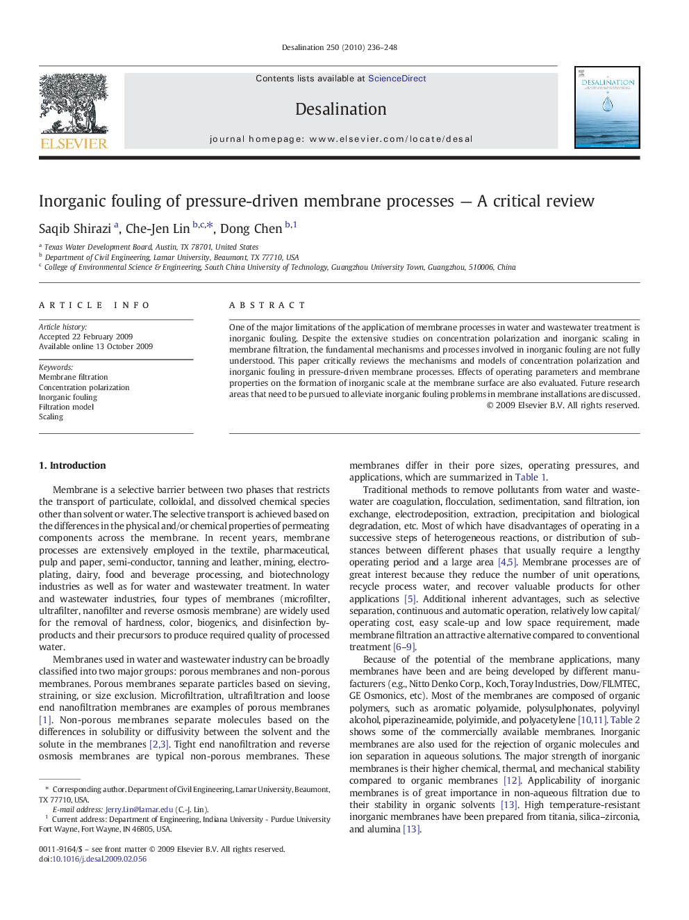 Inorganic fouling of pressure-driven membrane processes - A critical review