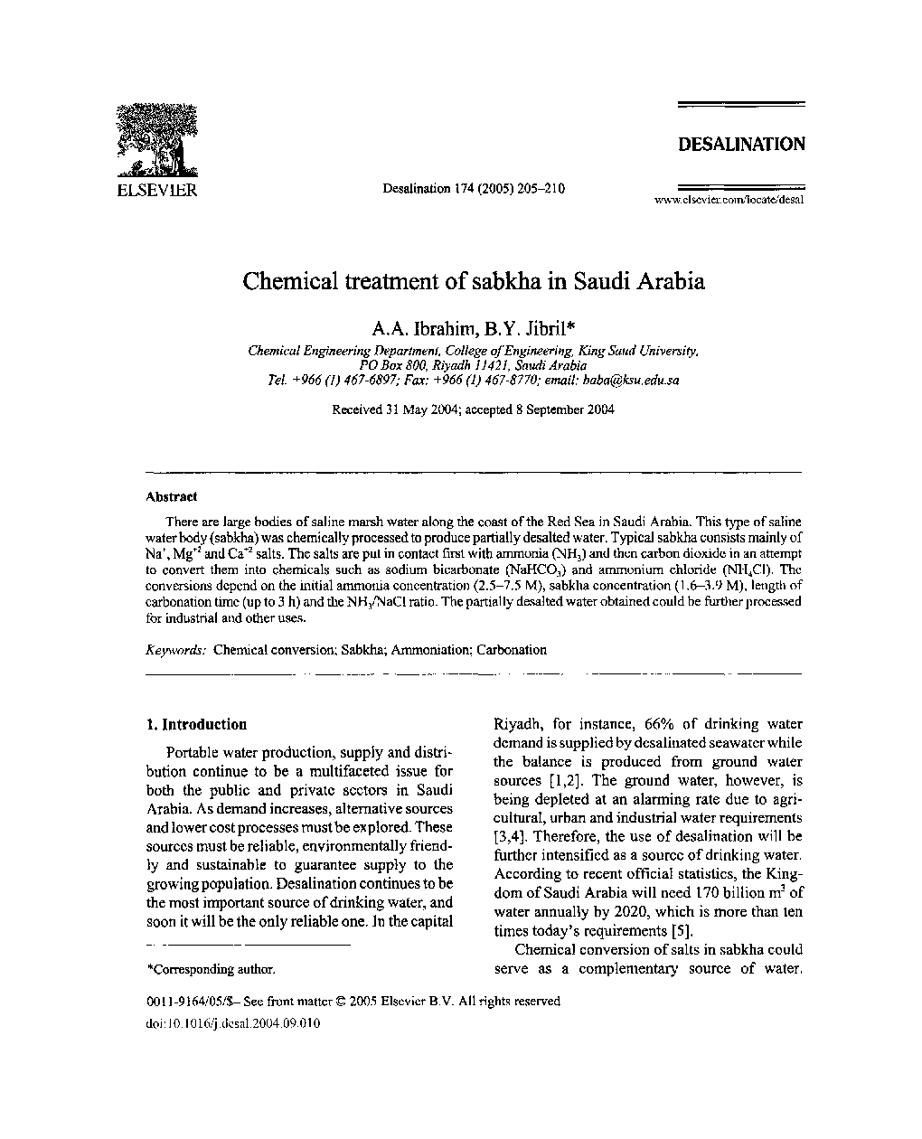 Chemical treatment of sabkha in Saudi Arabia