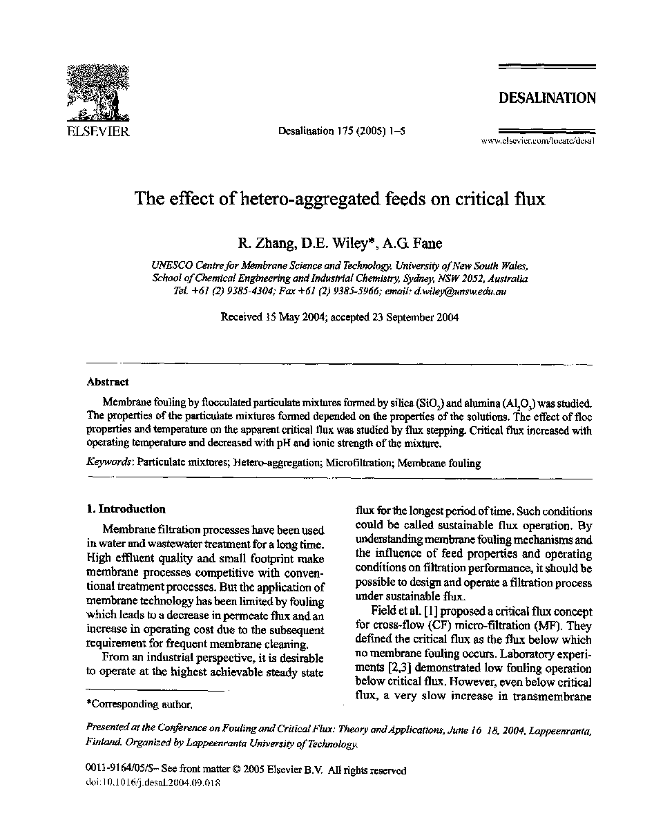 The effect of hetero-aggregated feeds on critical flux