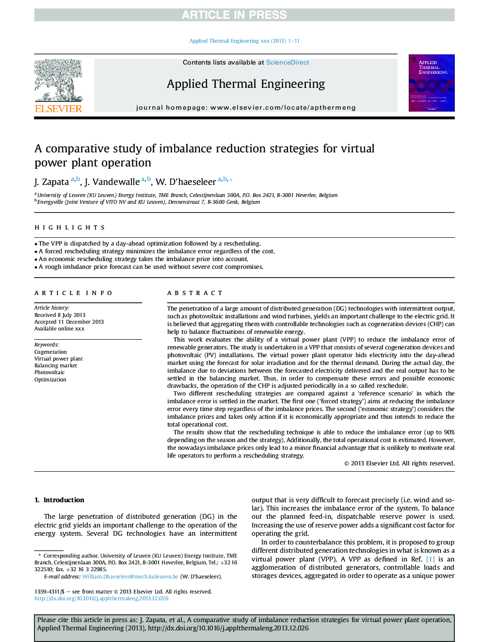 A comparative study of imbalance reduction strategies for virtual power plant operation