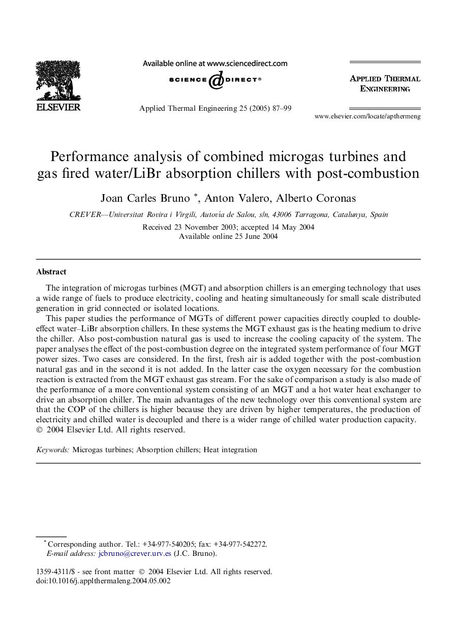 Performance analysis of combined microgas turbines and gas fired water/LiBr absorption chillers with post-combustion