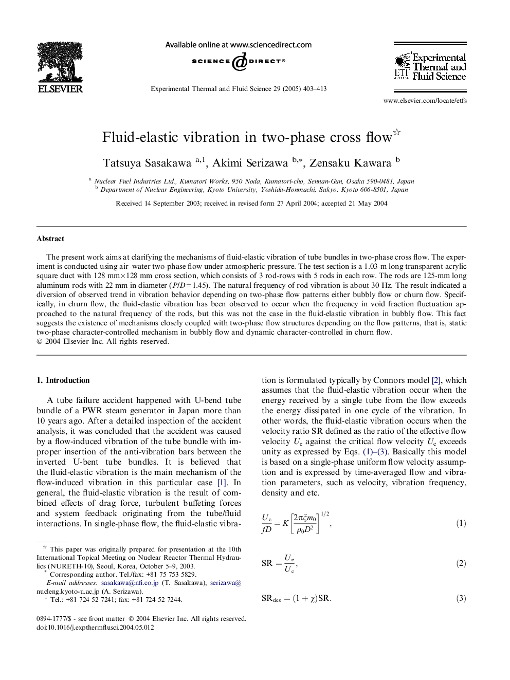 Fluid-elastic vibration in two-phase cross flow