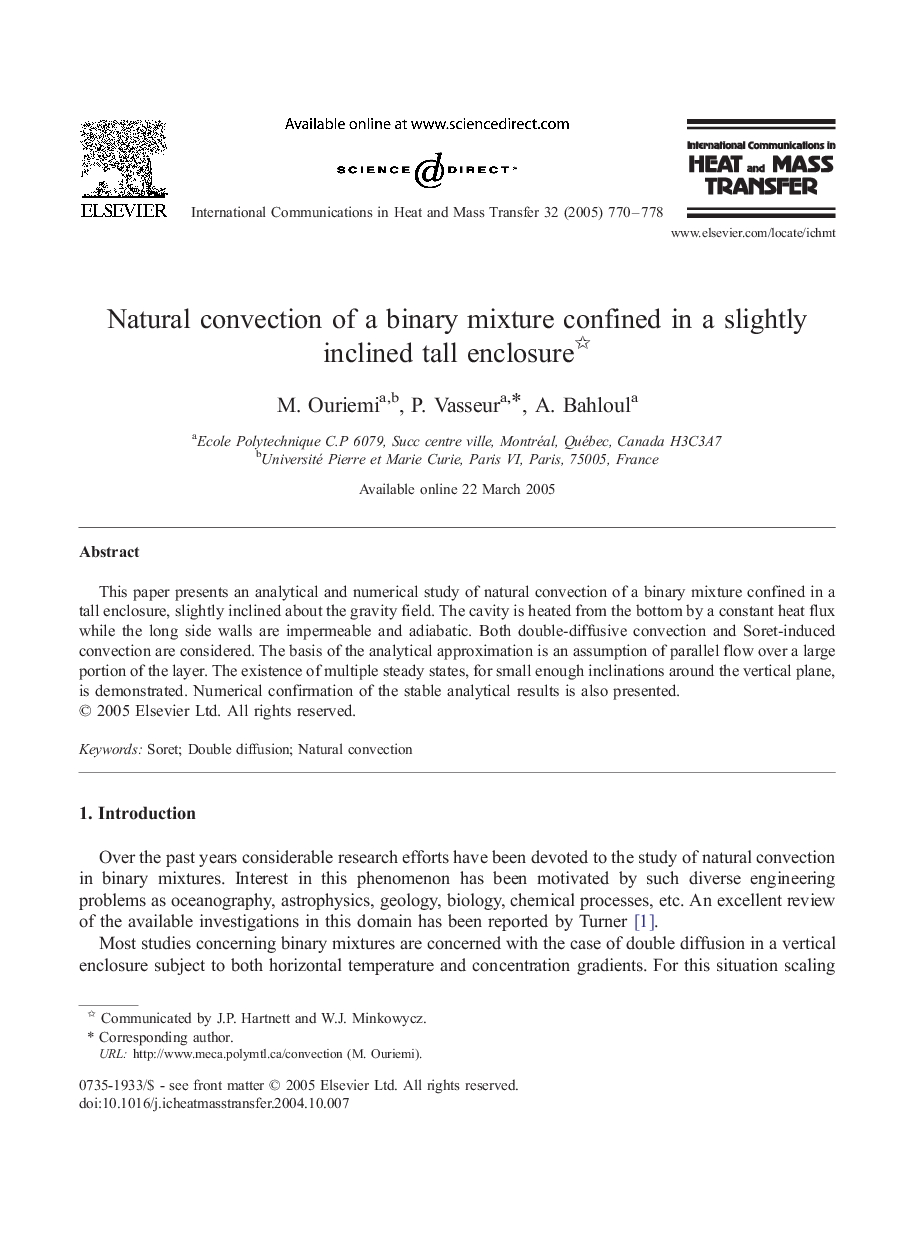 Natural convection of a binary mixture confined in a slightly inclined tall enclosure