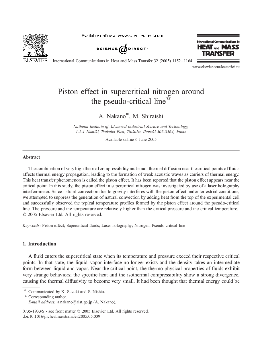 Piston effect in supercritical nitrogen around the pseudo-critical line