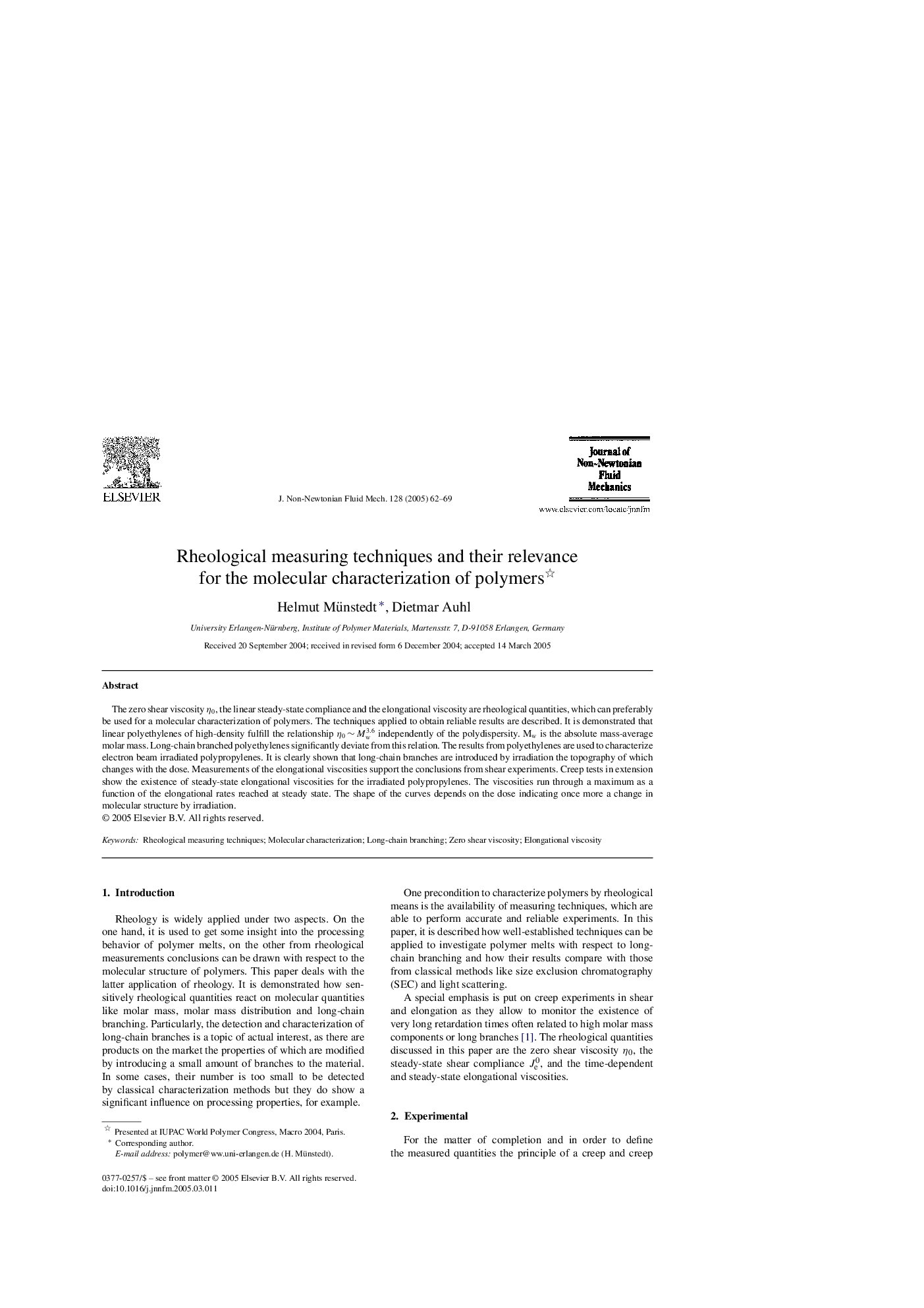 Rheological measuring techniques and their relevance for the molecular characterization of polymers