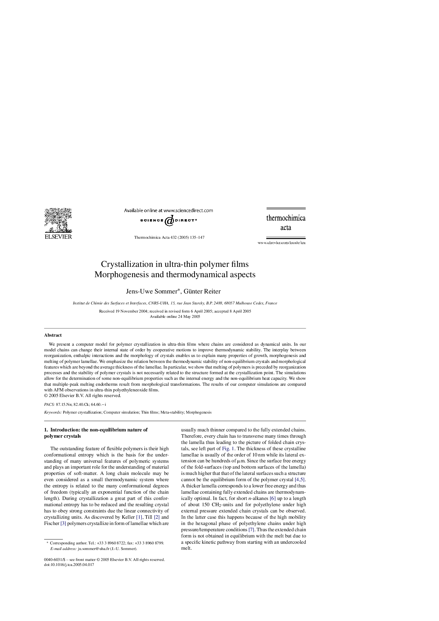 Crystallization in ultra-thin polymer films