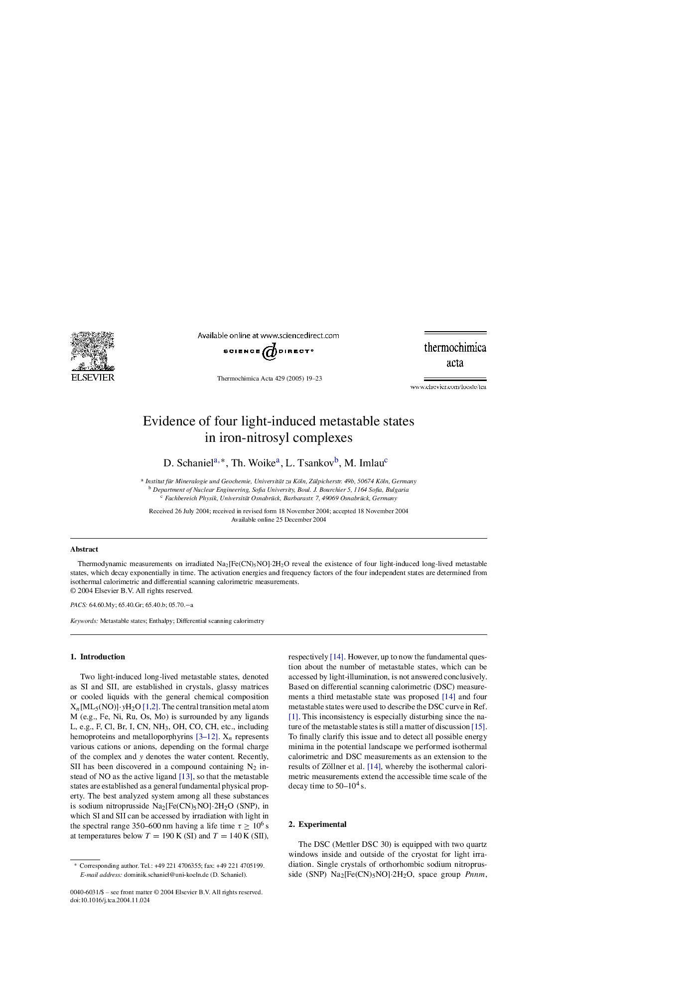 Evidence of four light-induced metastable states in iron-nitrosyl complexes