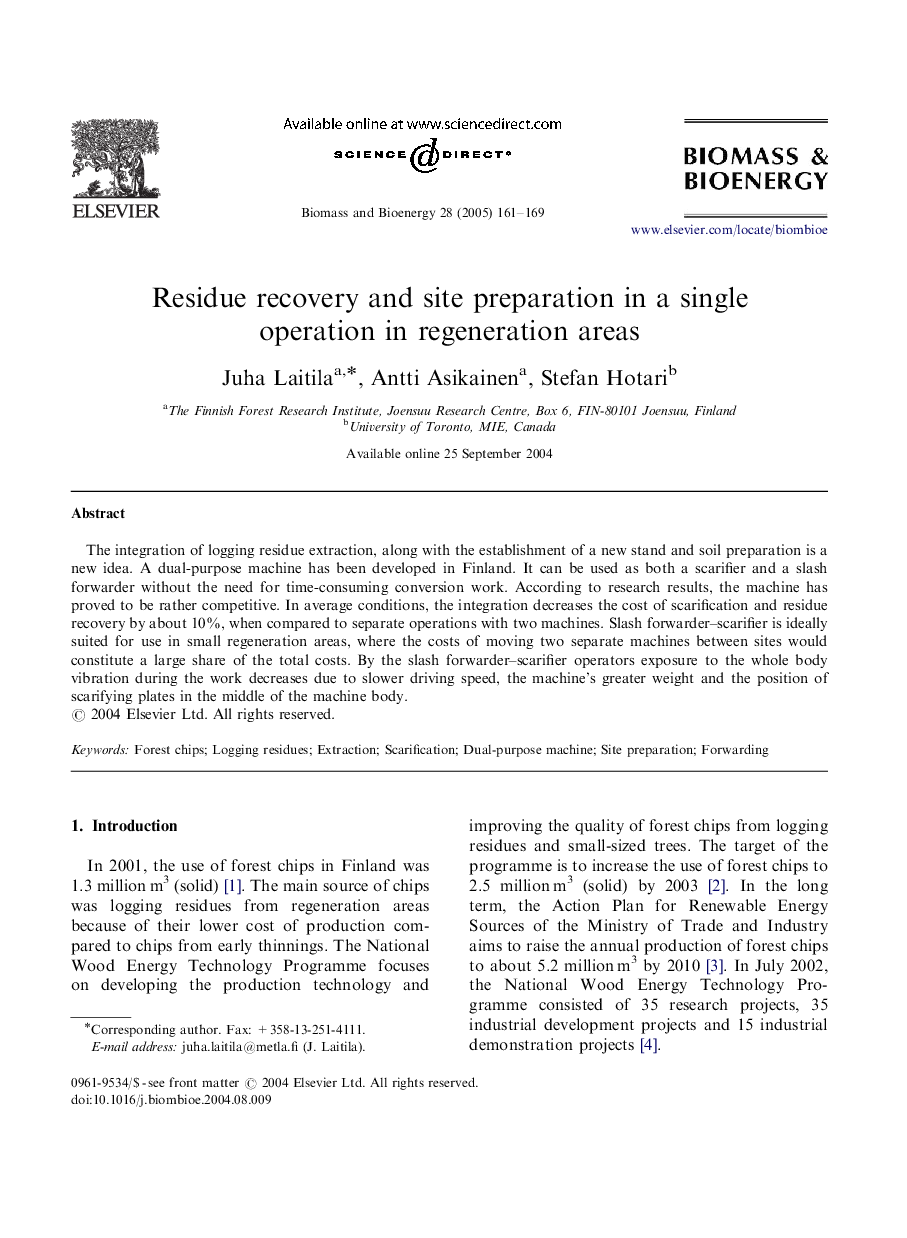 Residue recovery and site preparation in a single operation in regeneration areas