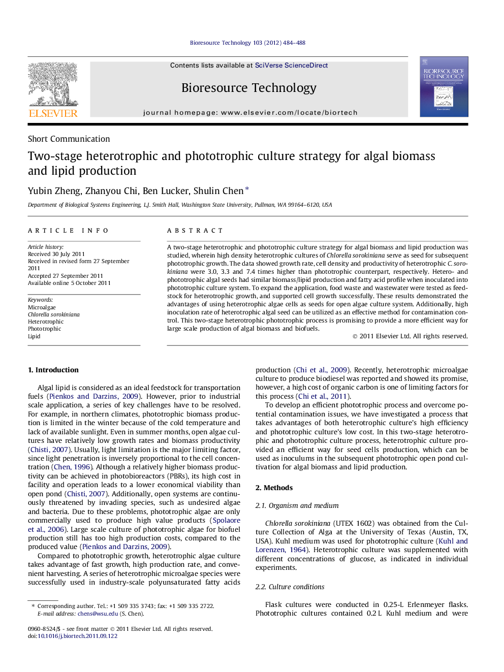 Two-stage heterotrophic and phototrophic culture strategy for algal biomass and lipid production