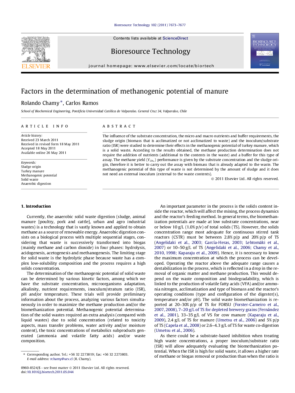 Factors in the determination of methanogenic potential of manure