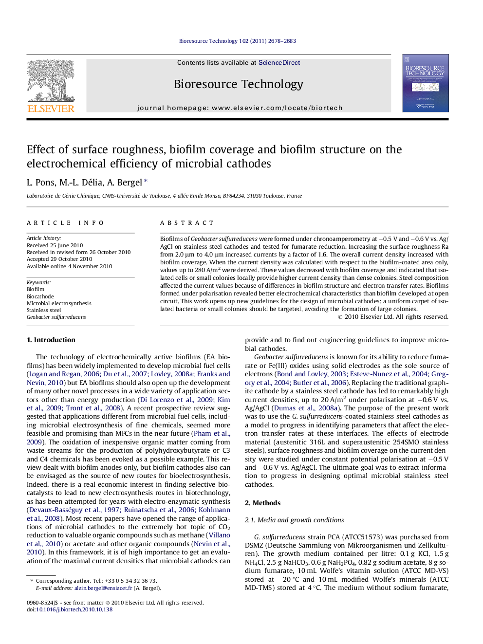 Effect of surface roughness, biofilm coverage and biofilm structure on the electrochemical efficiency of microbial cathodes