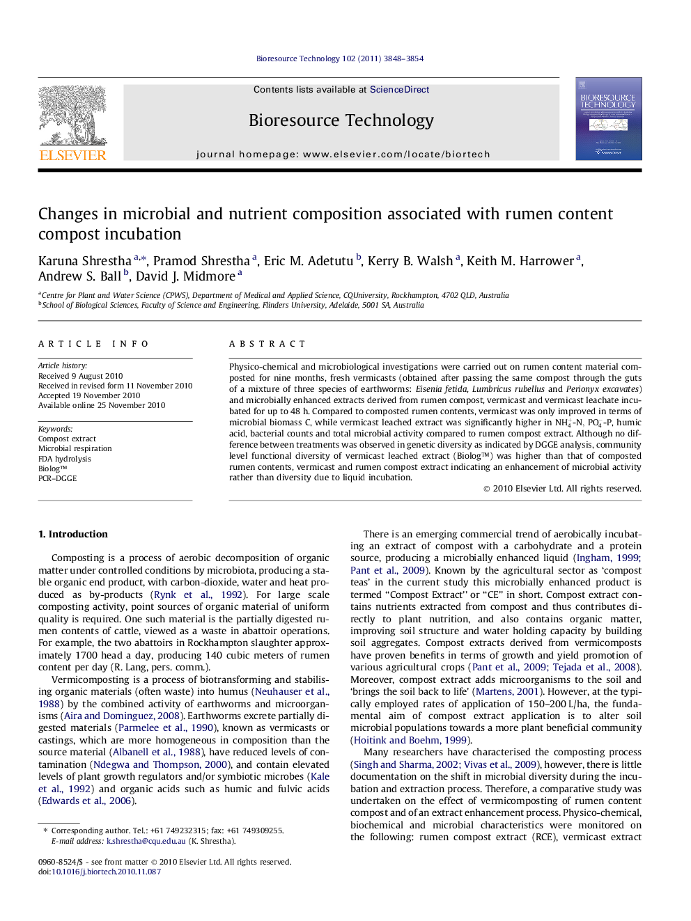 Changes in microbial and nutrient composition associated with rumen content compost incubation