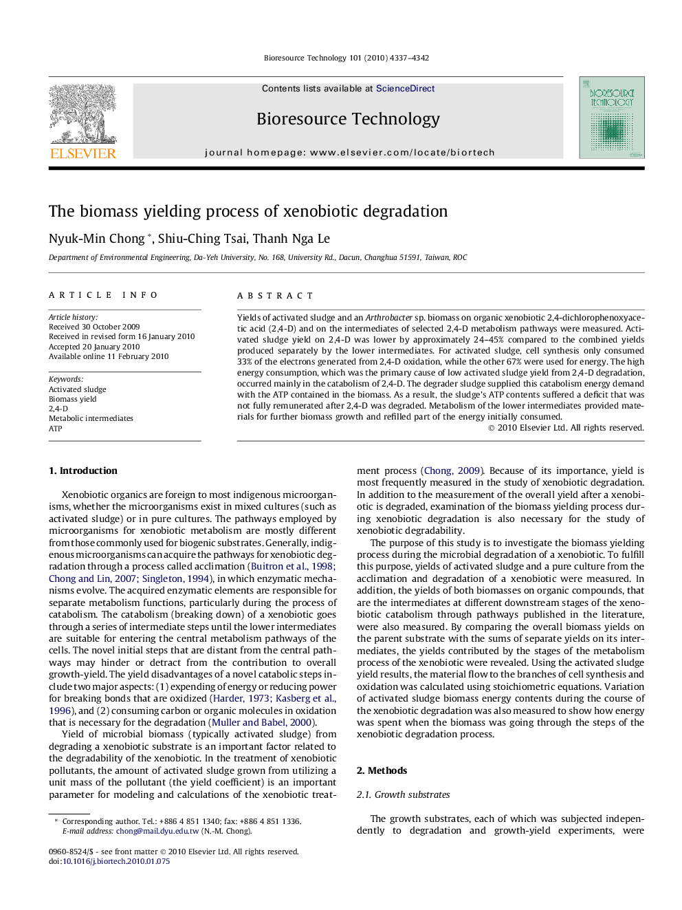 The biomass yielding process of xenobiotic degradation