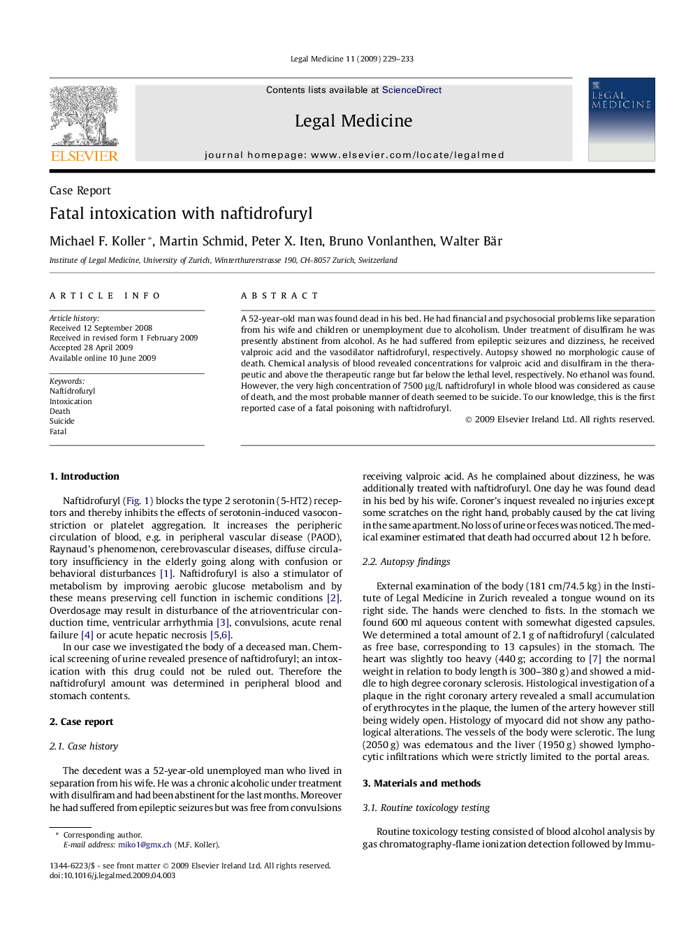 Fatal intoxication with naftidrofuryl