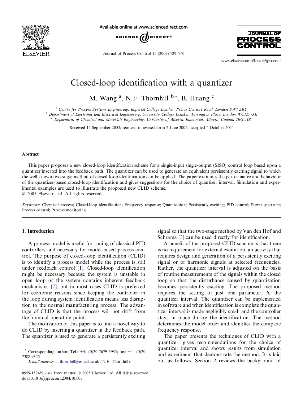 Closed-loop identification with a quantizer