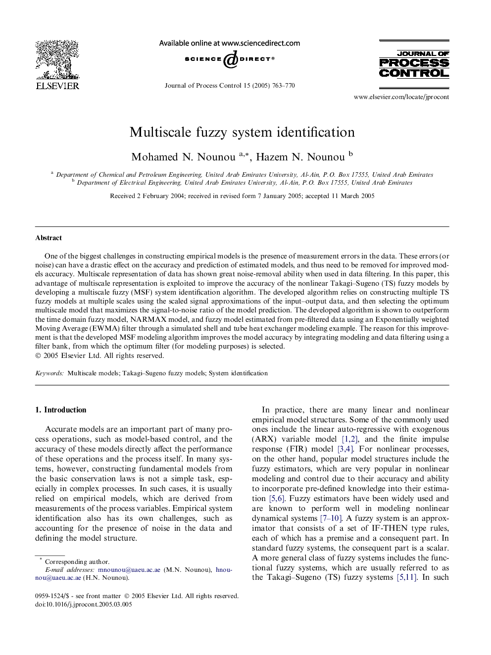 Multiscale fuzzy system identification