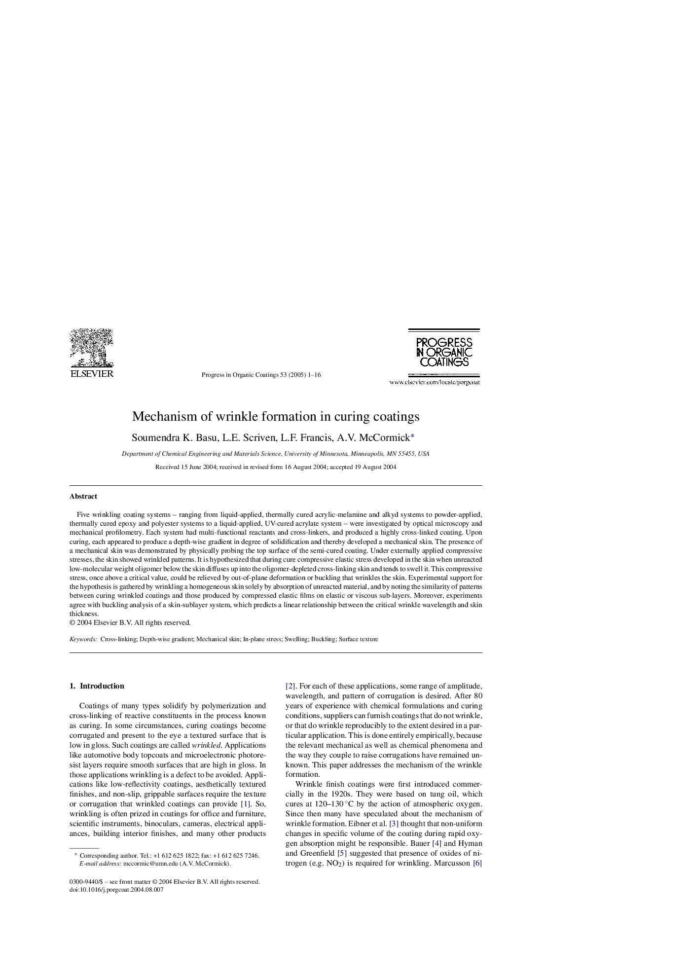 Mechanism of wrinkle formation in curing coatings