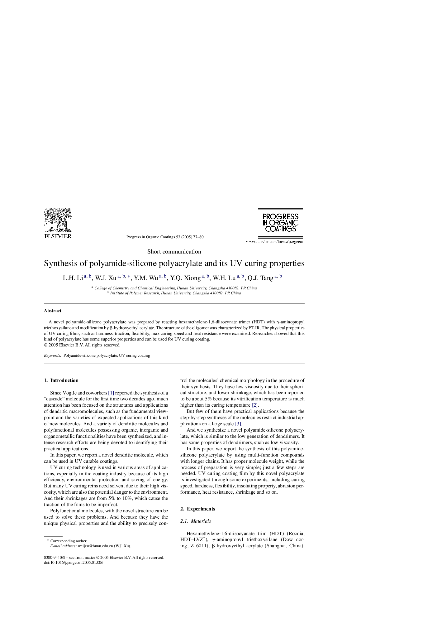 Synthesis of polyamide-silicone polyacrylate and its UV curing properties