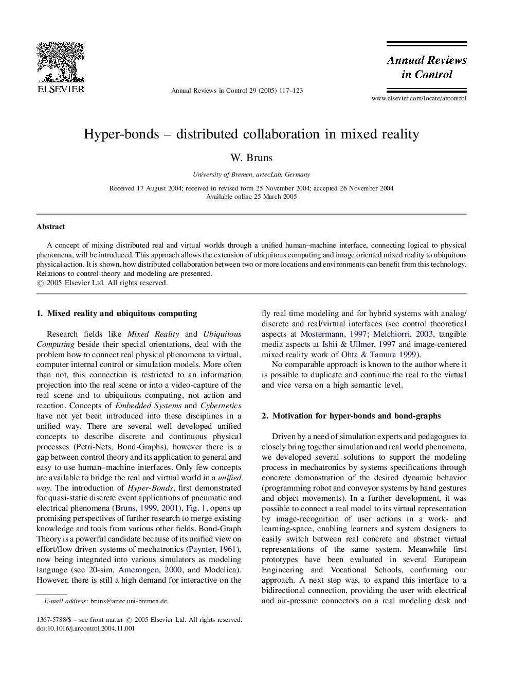 Hyper-bonds - distributed collaboration in mixed reality