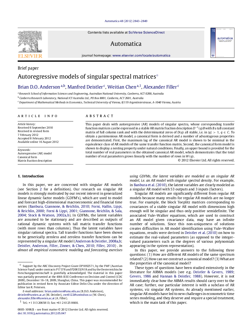 Autoregressive models of singular spectral matrices