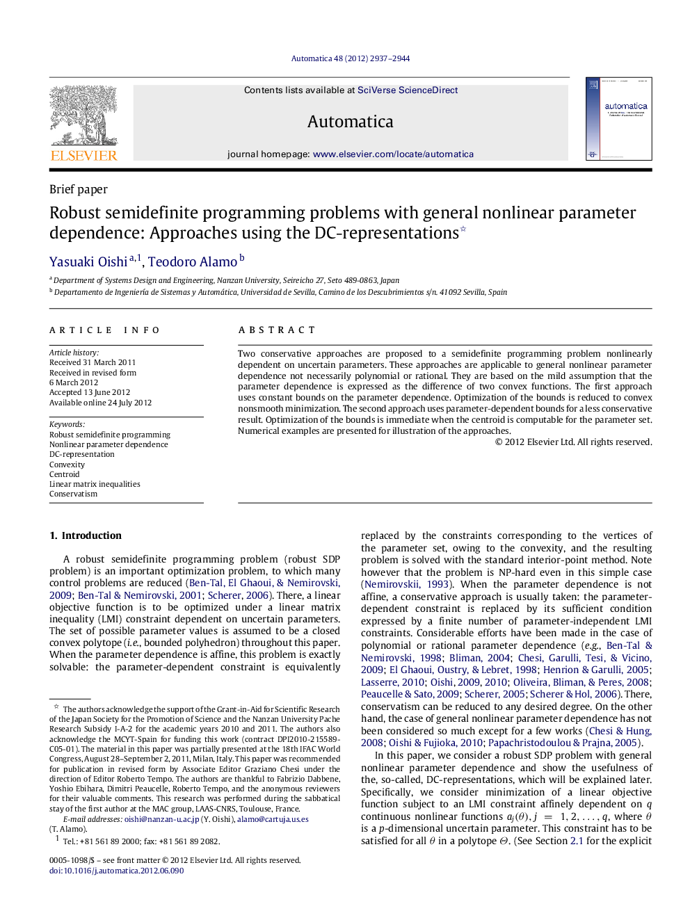 Robust semidefinite programming problems with general nonlinear parameter dependence: Approaches using the DC-representations