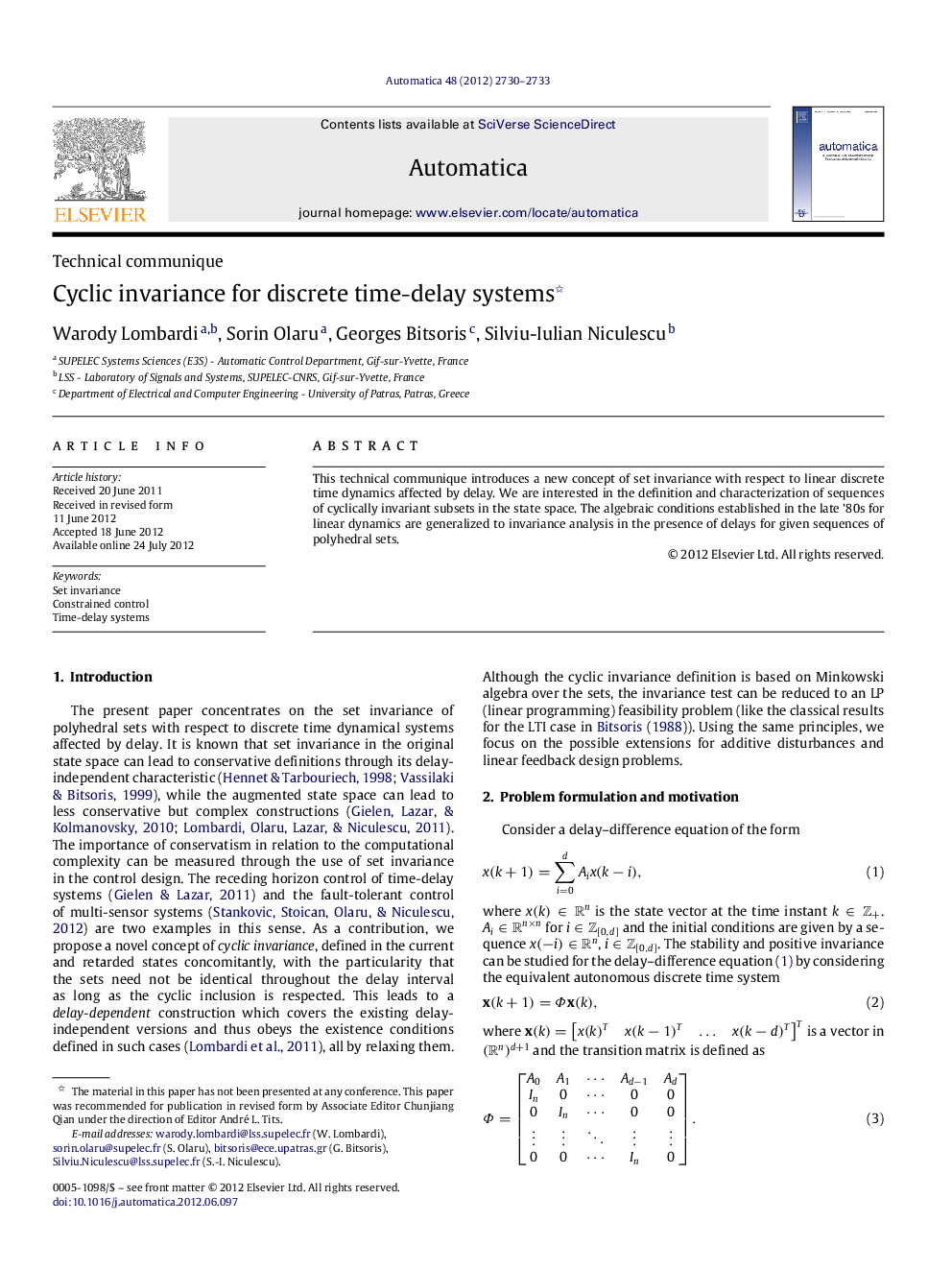 Cyclic invariance for discrete time-delay systems