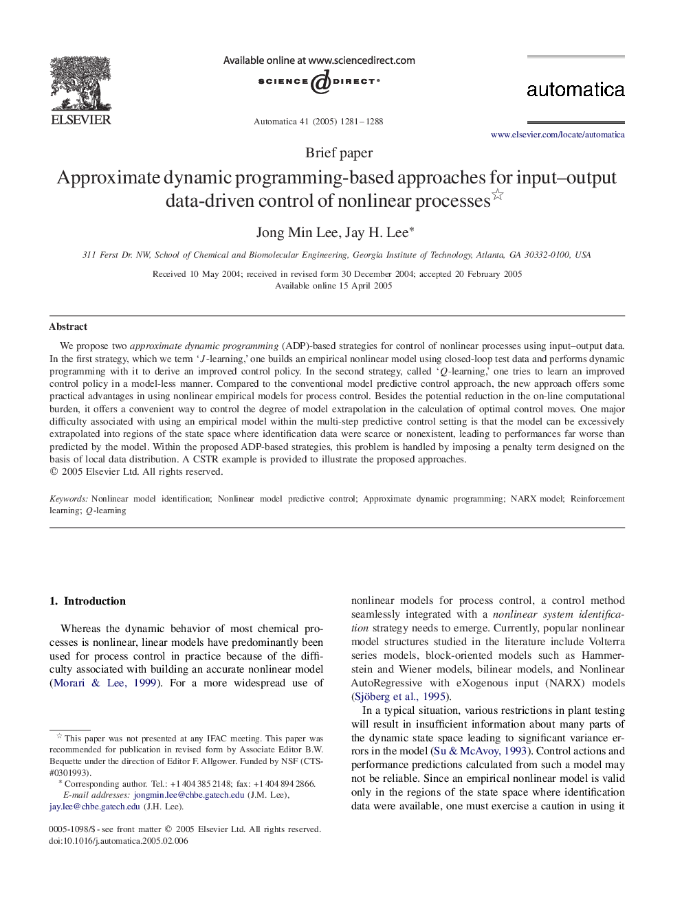 Approximate dynamic programming-based approaches for input-output data-driven control of nonlinear processes