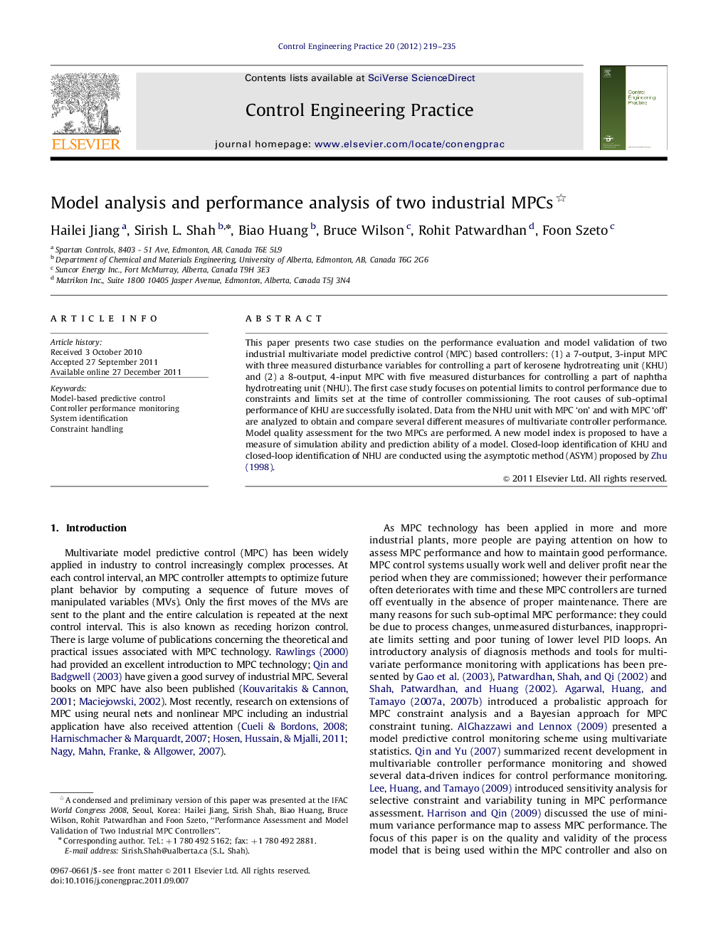 Model analysis and performance analysis of two industrial MPCs