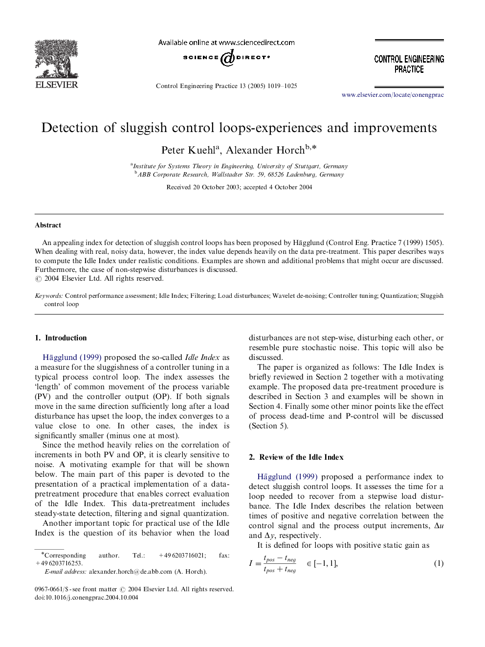 Detection of sluggish control loops-experiences and improvements