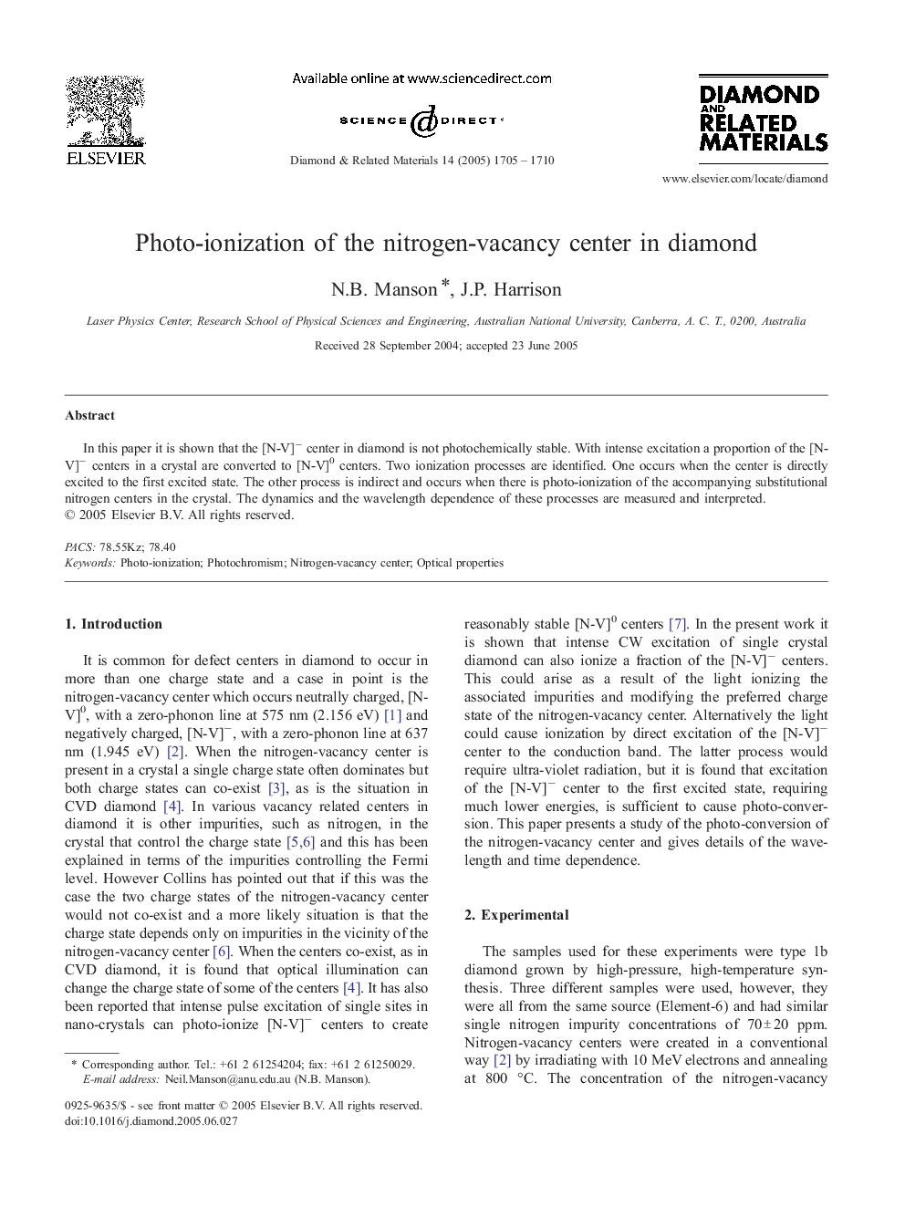Photo-ionization of the nitrogen-vacancy center in diamond