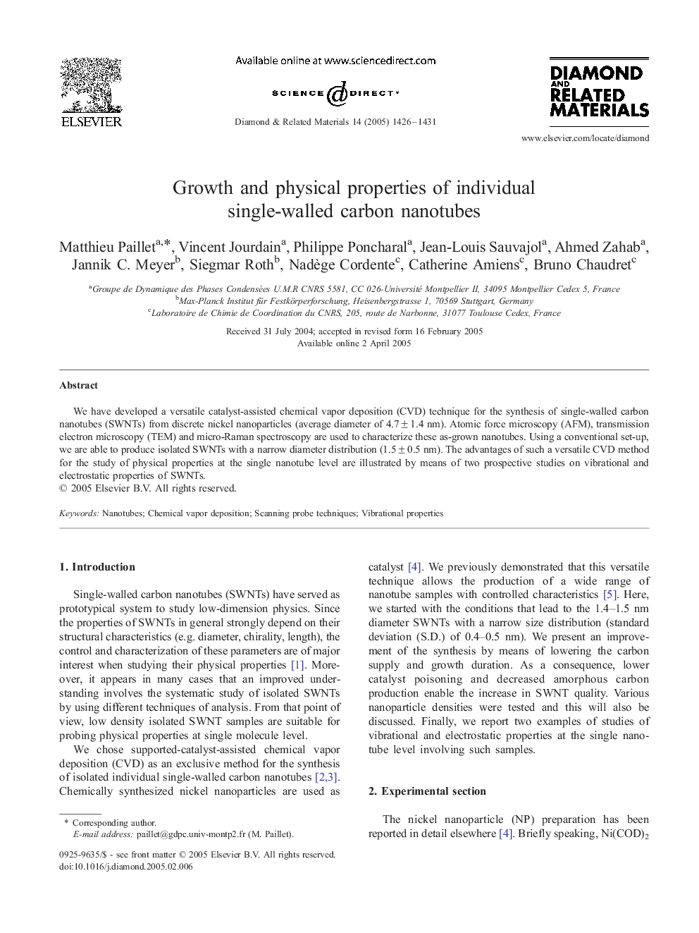 Growth and physical properties of individual single-walled carbon nanotubes