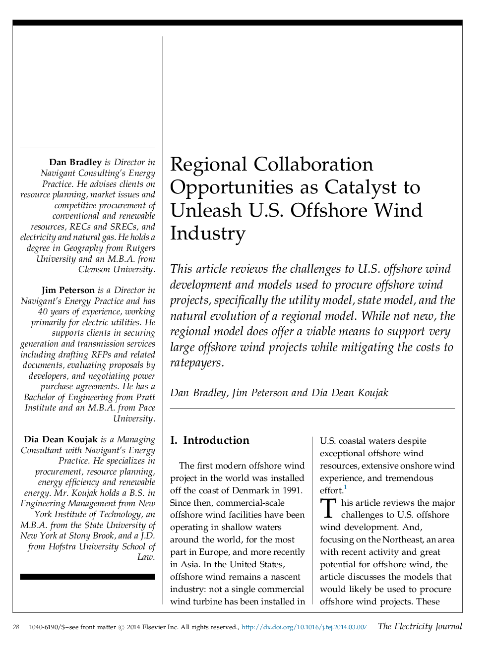 Regional Collaboration Opportunities as Catalyst to Unleash U.S. Offshore Wind Industry