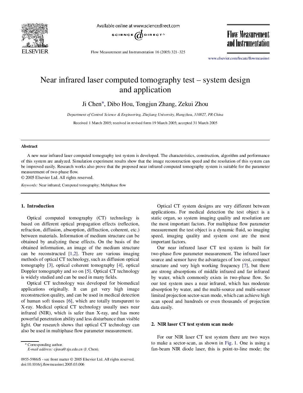 Near infrared laser computed tomography test-system design and application