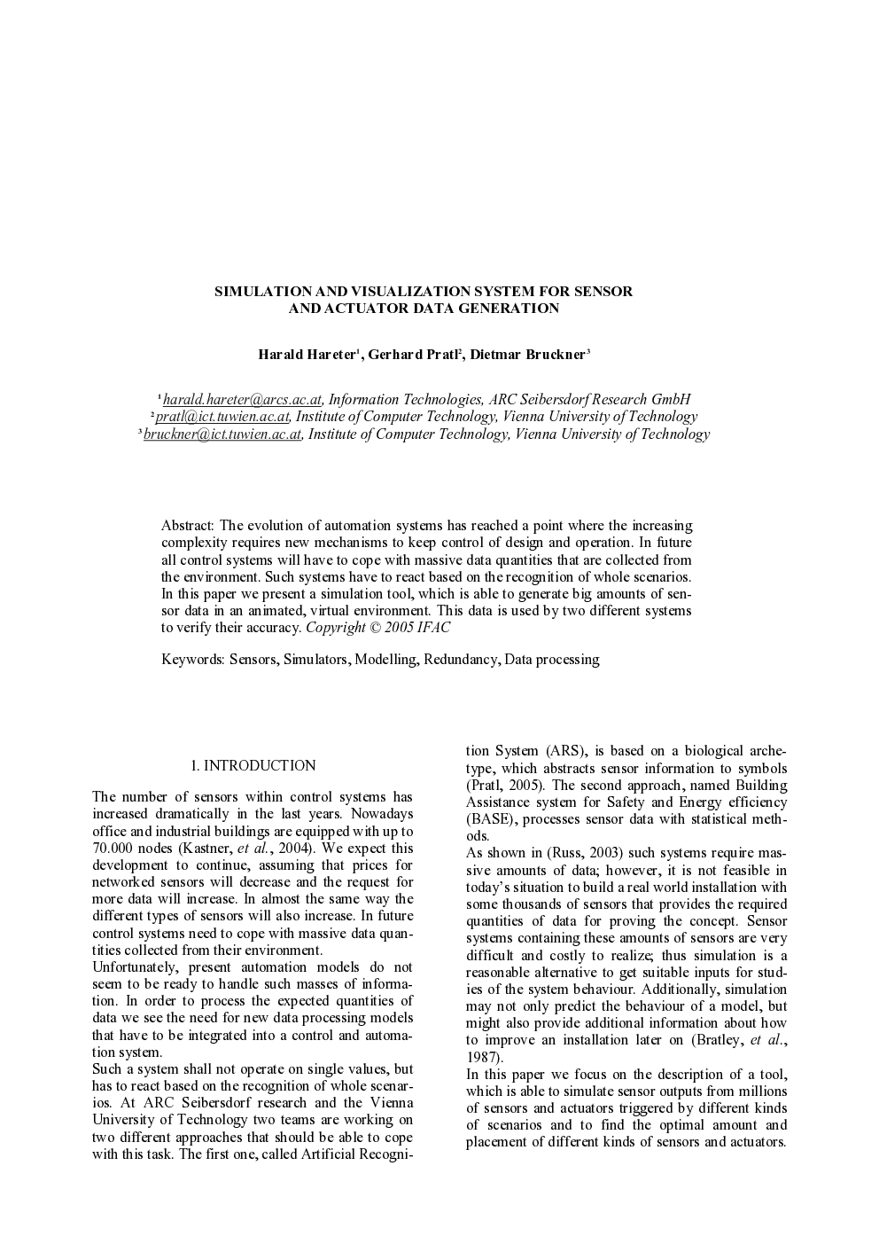 SIMULATION AND VISUALIZATION SYSTEM FOR SENSOR AND ACTUATOR DATA GENERATION