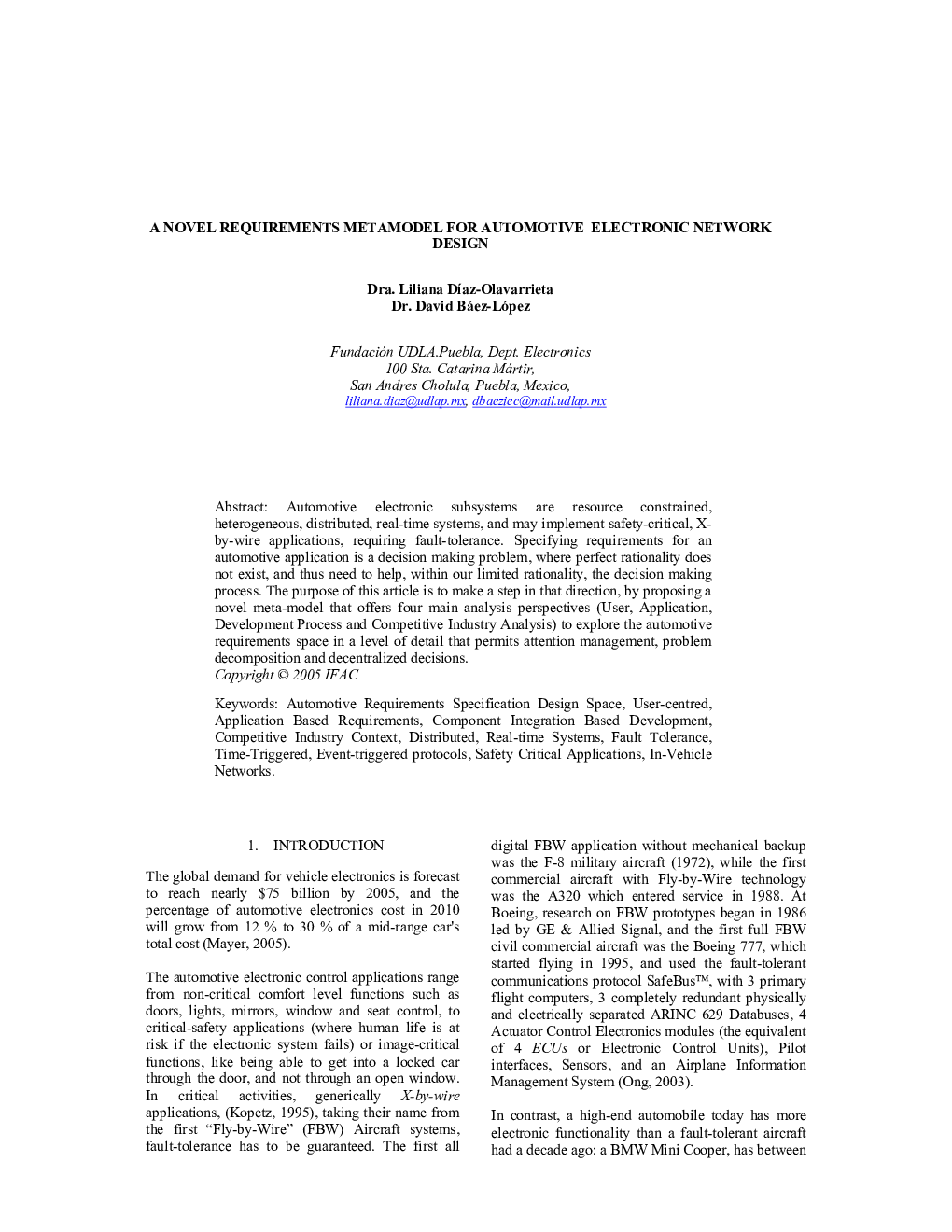 A NOVEL REQUIREMENTS METAMODEL FOR AUTOMOTIVE ELECTRONIC NETWORK DESIGN