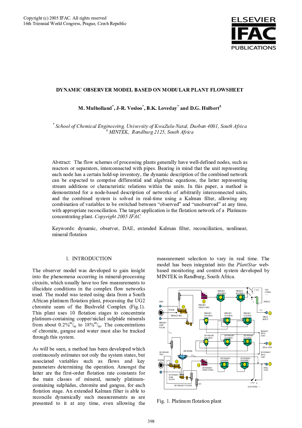 DYNAMIC OBSERVER MODEL BASED ON MODULAR PLANT FLOWSHEET